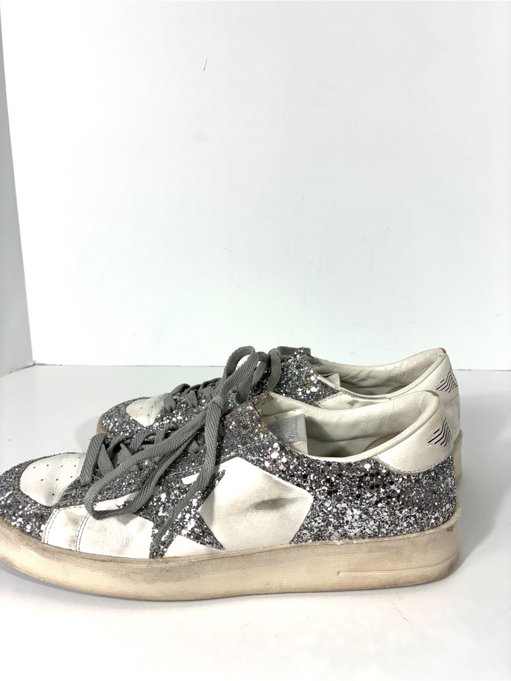 Golden Goose May Glitter Sneakers White Silver Star Women's Size 41 / US 11 - Picture 7 of 11